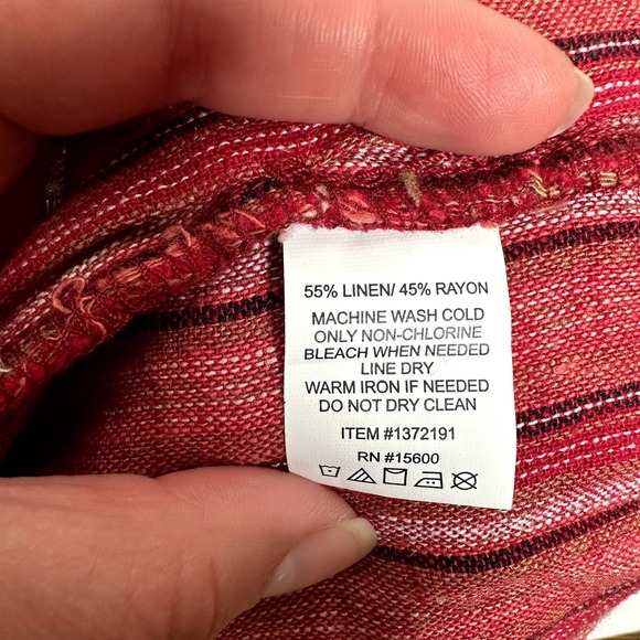 Linen Blend Red Stripe Boho Shorts Size Large - Picture 6 of 6